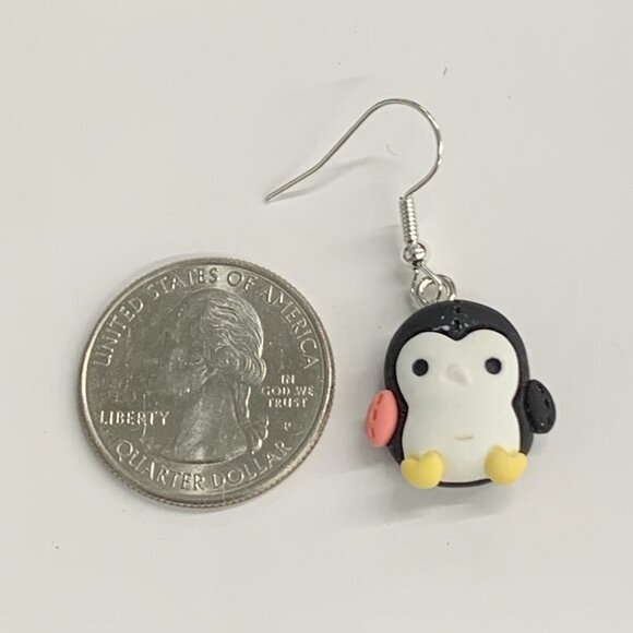Penguin Earring, Penguin Jewelry, Christmas Earrings, Silly Animal Earring, Gift - Picture 3 of 5